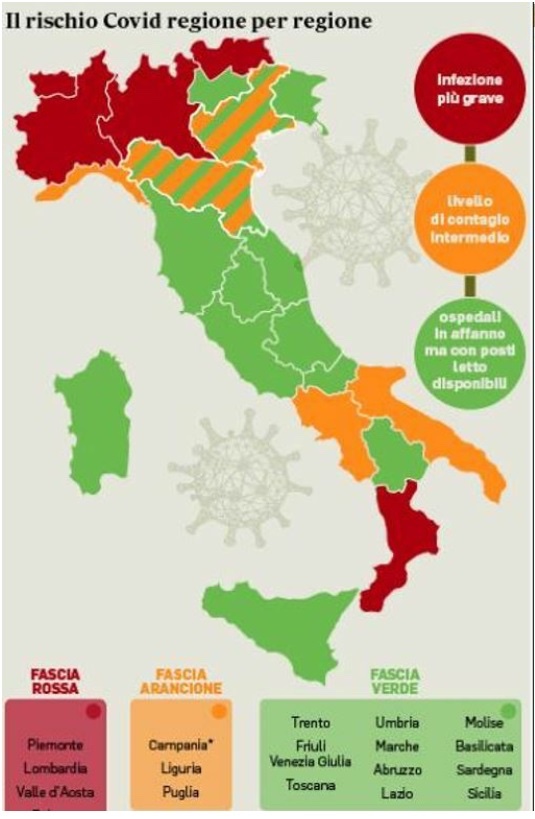 Da Lombardia a Basilicata, mappa misure&nbsp;Regioni