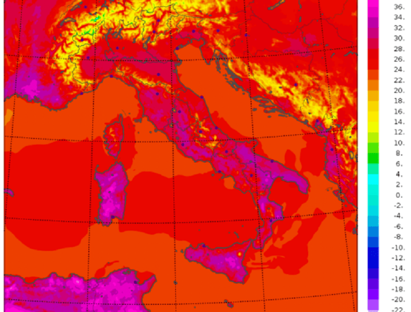 Caldo in Sicilia: in arrivo un mercoledì da record? Stimate punte di 48 gradi dai modelli di&nbsp;calcolo